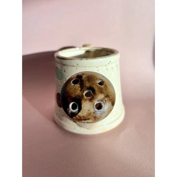 Adorable 70s Vintage Cherries Stoneware Plant Watering Can | Handpainted - Picture 3 of 8